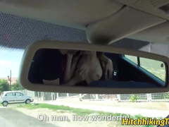 Horny hitchhiker Hannah Sweet banged hard on the backseat