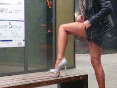 Skyhighheels and stockings in Public