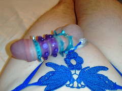 Blue Crotchless Panties, Pearls & Cock Rings