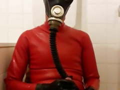 Wank in Full Red Latex with Mask I