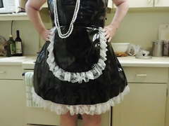 Sissy Ray in PVC Maids Uniform in Kitchen