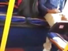 Str8 guy grabbing his bulge in bus