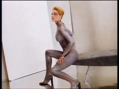 Jeri Ryan - 1997 photoshoot in silver catsuit for Star Trek