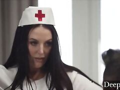 Deeper. Sexy nurse Angela White takes care of patient Manuel