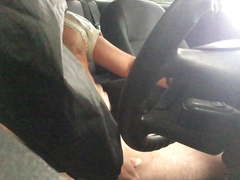 Caught wanking in the car and given a hand