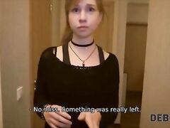DEBT4k. Teen doesn’t want sex with debt collector