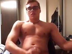 Hot sexy nerd jerks off for the camera