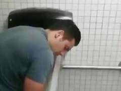 Guy caught jerking off in airport bathroom