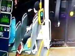 Caught by security cam Young guy is jerking off in bus