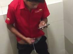 Caught asian in toilet