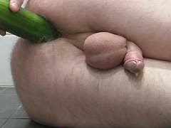 Anal play with cucumber and zucchini with cum at the end