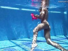 Tiffany Tatum mastubates her sexy hairy pussy by the pool