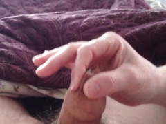 Wife sliding my foreskin up & down with her fingers