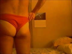 Man Modeling Red Bikini Underwear